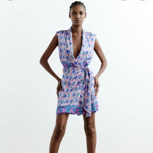Zara Printed Wrap Dress NWT